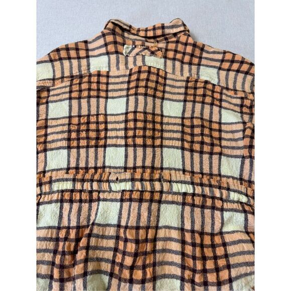 Free People Plaid Long Sleeve Button Down Shirt Sz XS Oversized - Picture 7 of 7